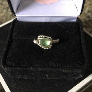 Sterling Silver Mint Green Tourmaline Wire Wrapped Ring